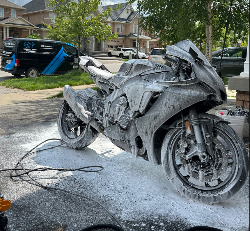 Motorcycle Being Washed